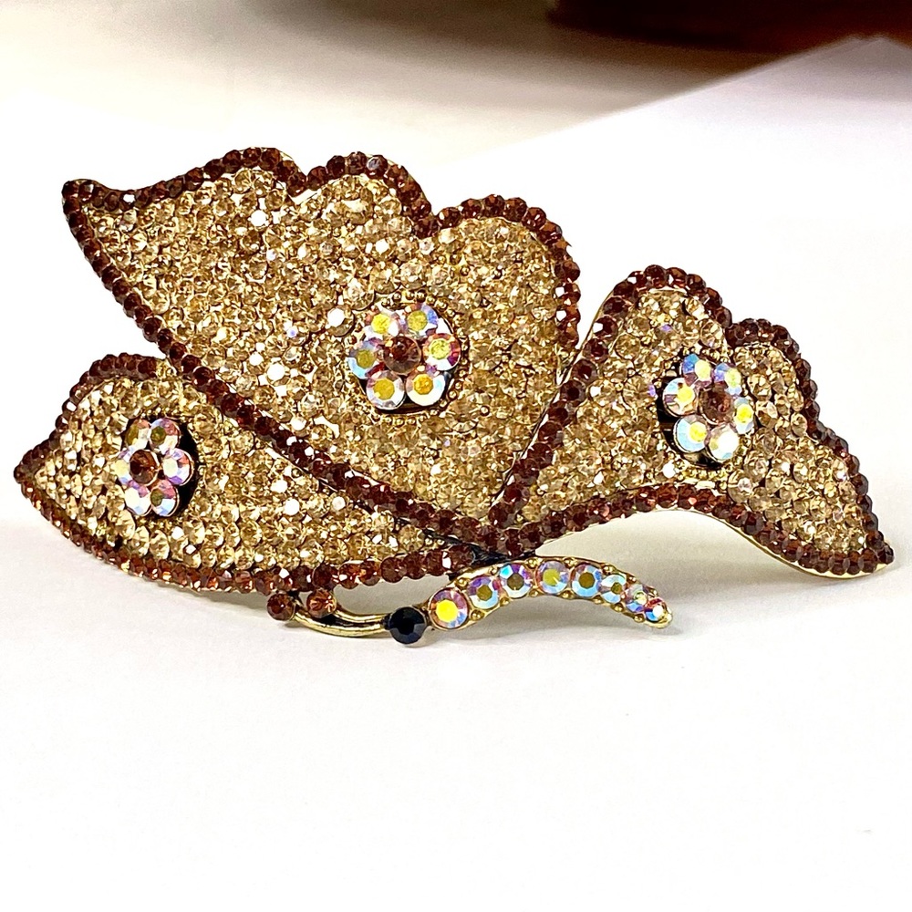RARE  Gorgeous Swarovski Butterfly Hair Barrette - Picture 8 of 10
